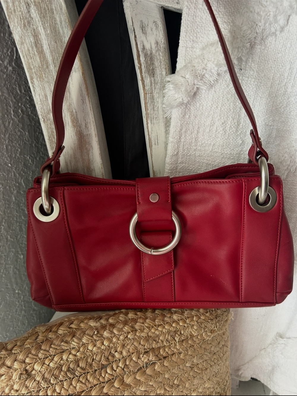 Red Via Spiga Ring-Accent Shoulder Bag - Women
